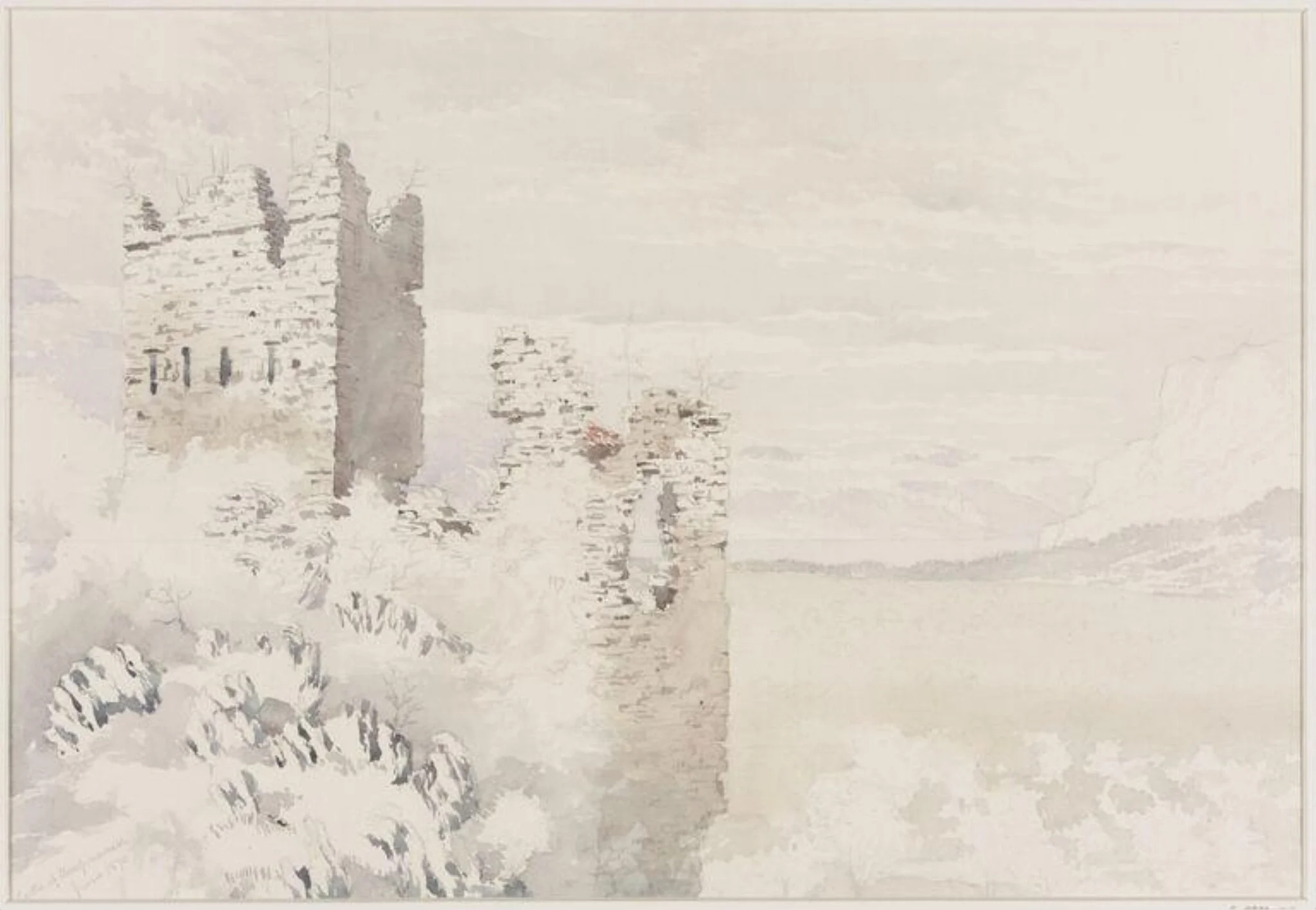 Castle of Unspunnen, Switzerland, by Thomas Brittain Vacher, watercolor, 1870