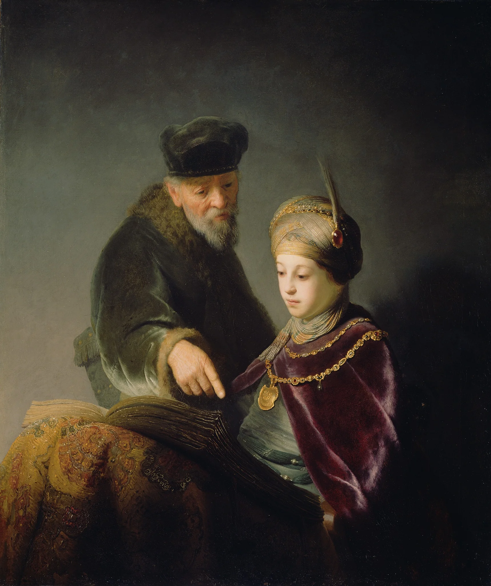 A Young Scholar and his Tutor, by Unknown, oil, 1629