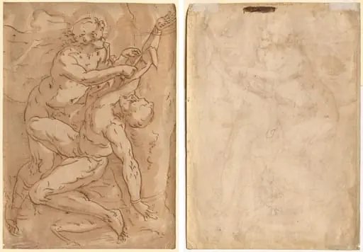 Apollo Flaying Marsyas (recto); Two Sketches of a Mother and Child (verso)