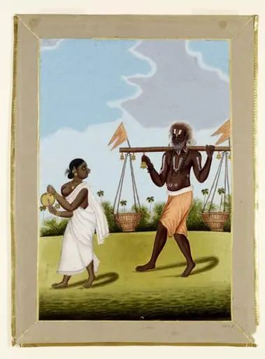 A holy-water-carrier and his wife