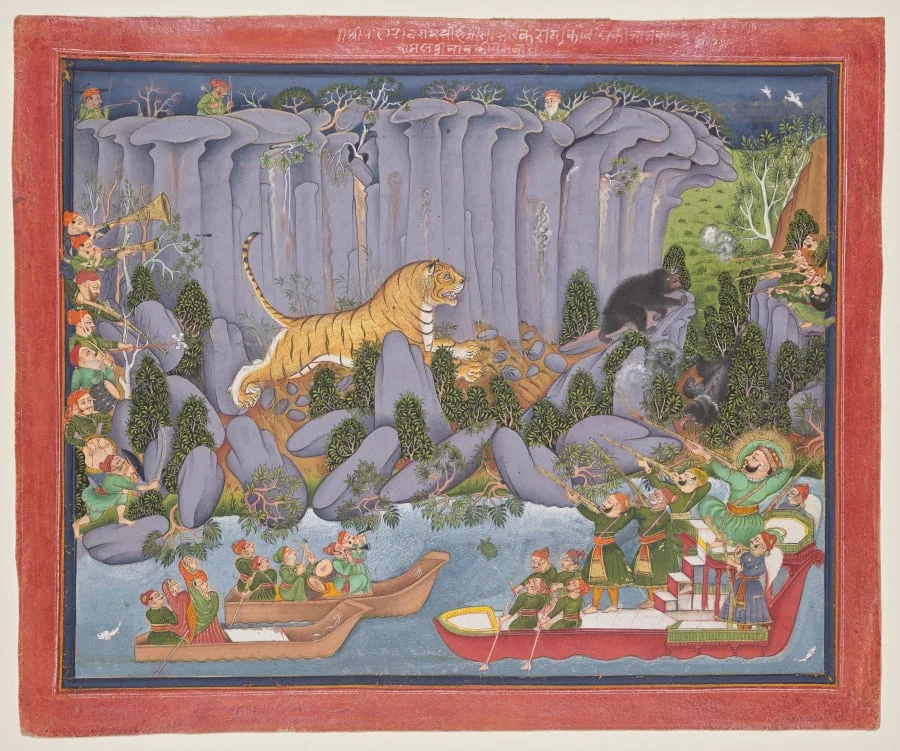 Tiger Hunt of Ram Singh II, by Unknown, unspecified, 1835