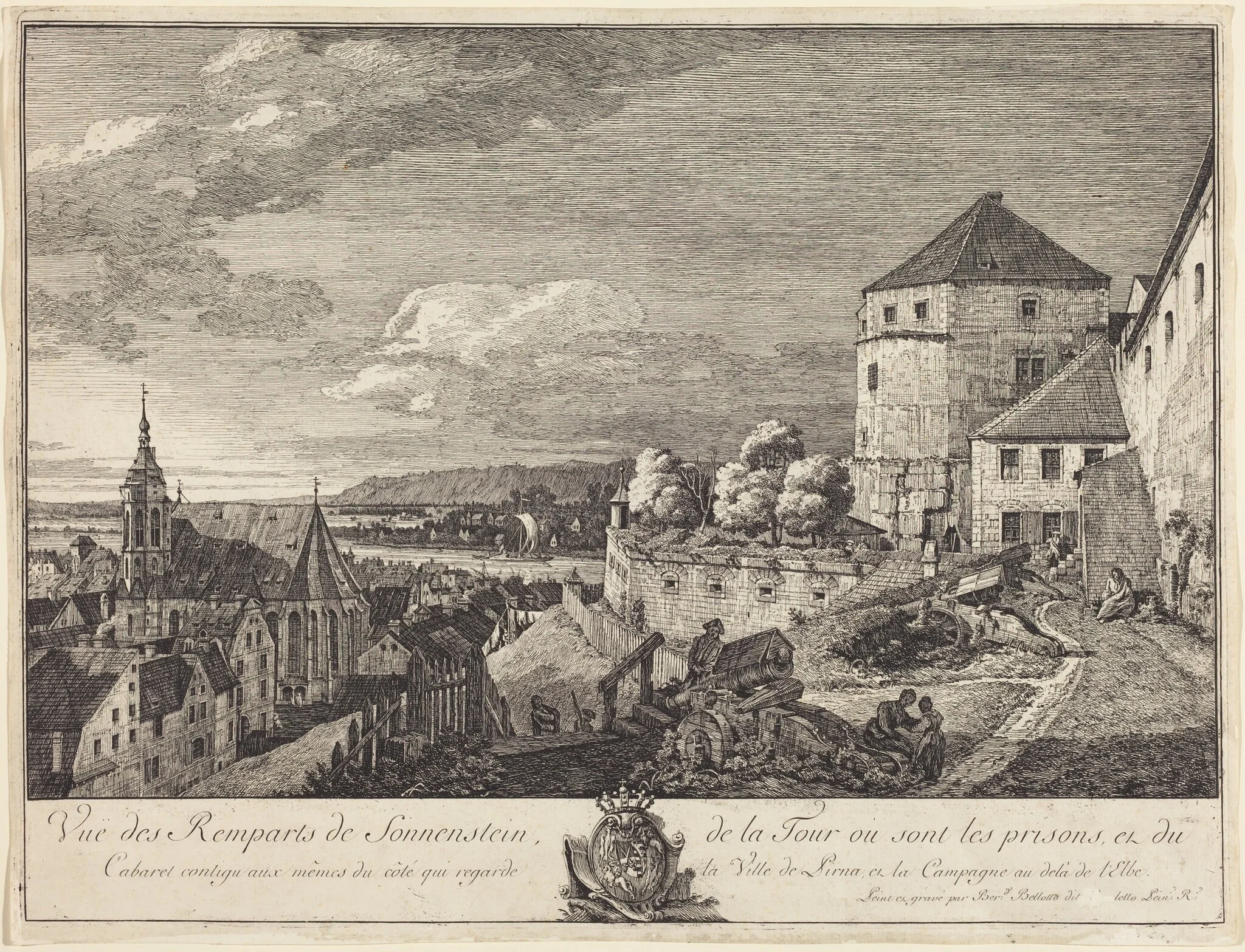 Vue des Remparts de Sonnenstein (View of the Ramparts of Sonnenstein), by Bernardo Bellotto, ink, 1751