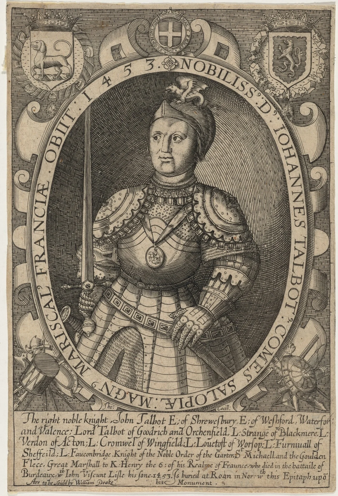 John Talbot, First Earl of Shrewsbury, by Thomas Cecil, ink, 1621