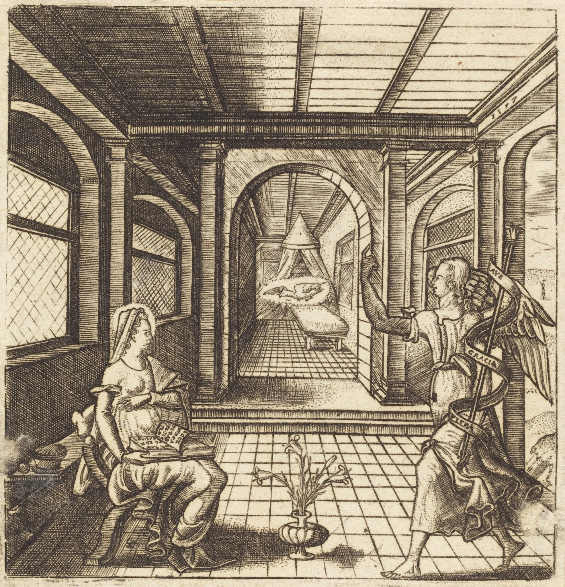 The Annunciation, by Léonard Gaultier, ink, 1578