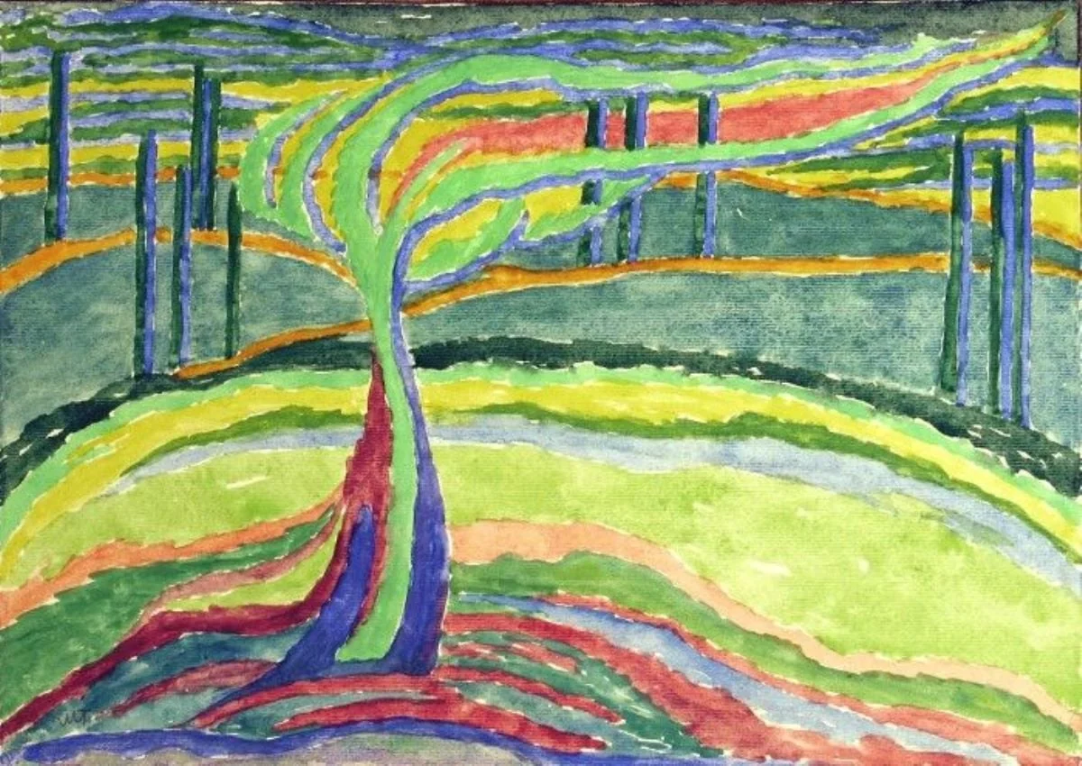 Peisaj cu copac verde, by Hans Mattis-Teutsch