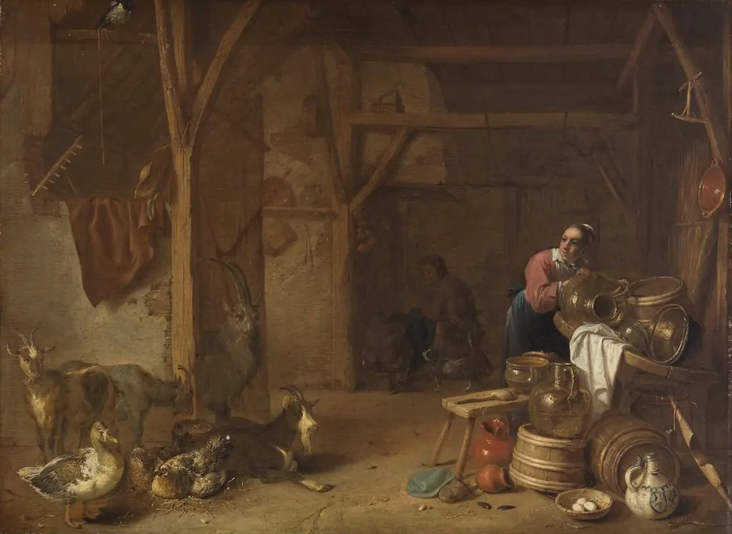 Farmer's interior with a cleaning girl
