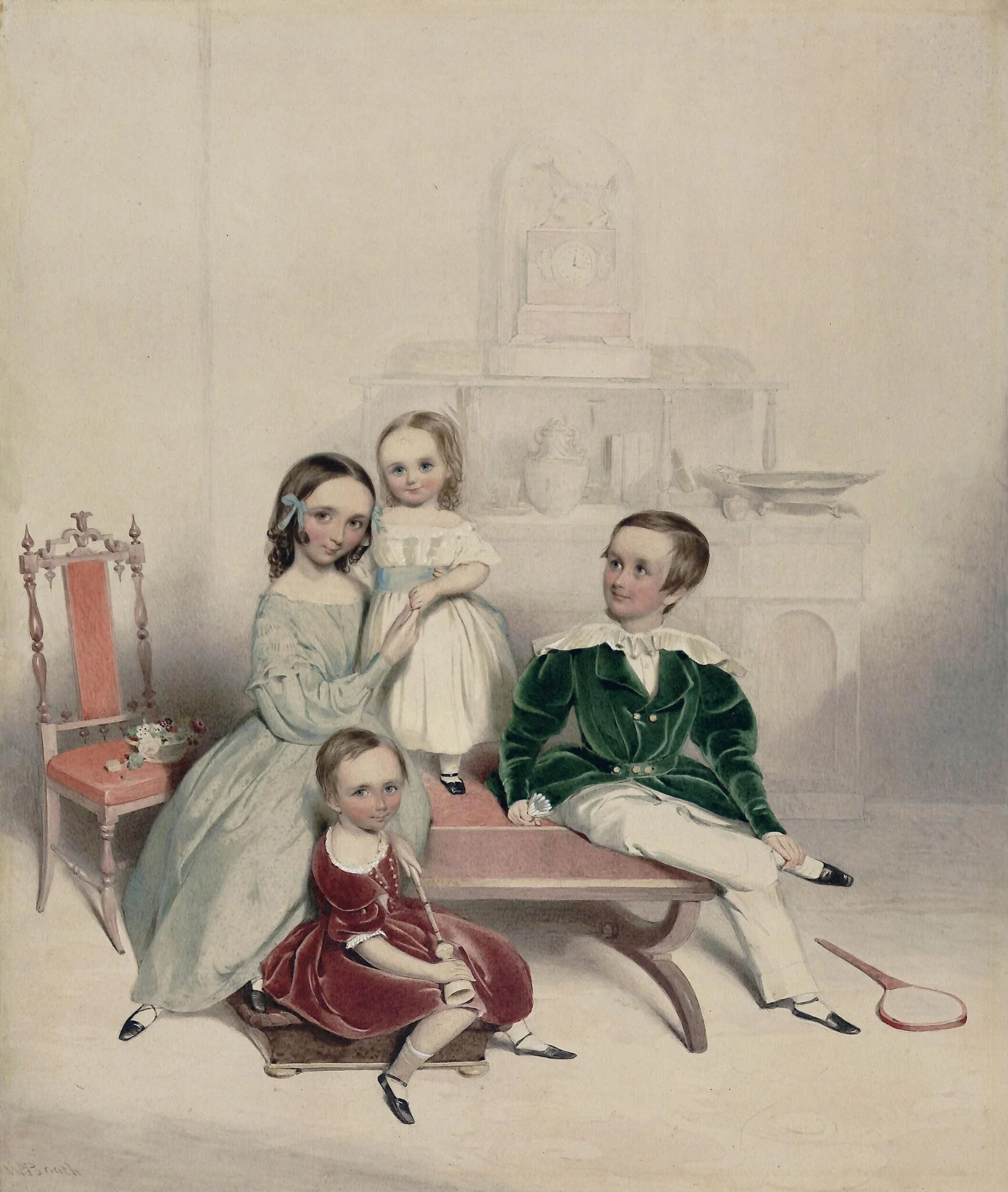 A group of children, by William Booth, watercolor, 1850