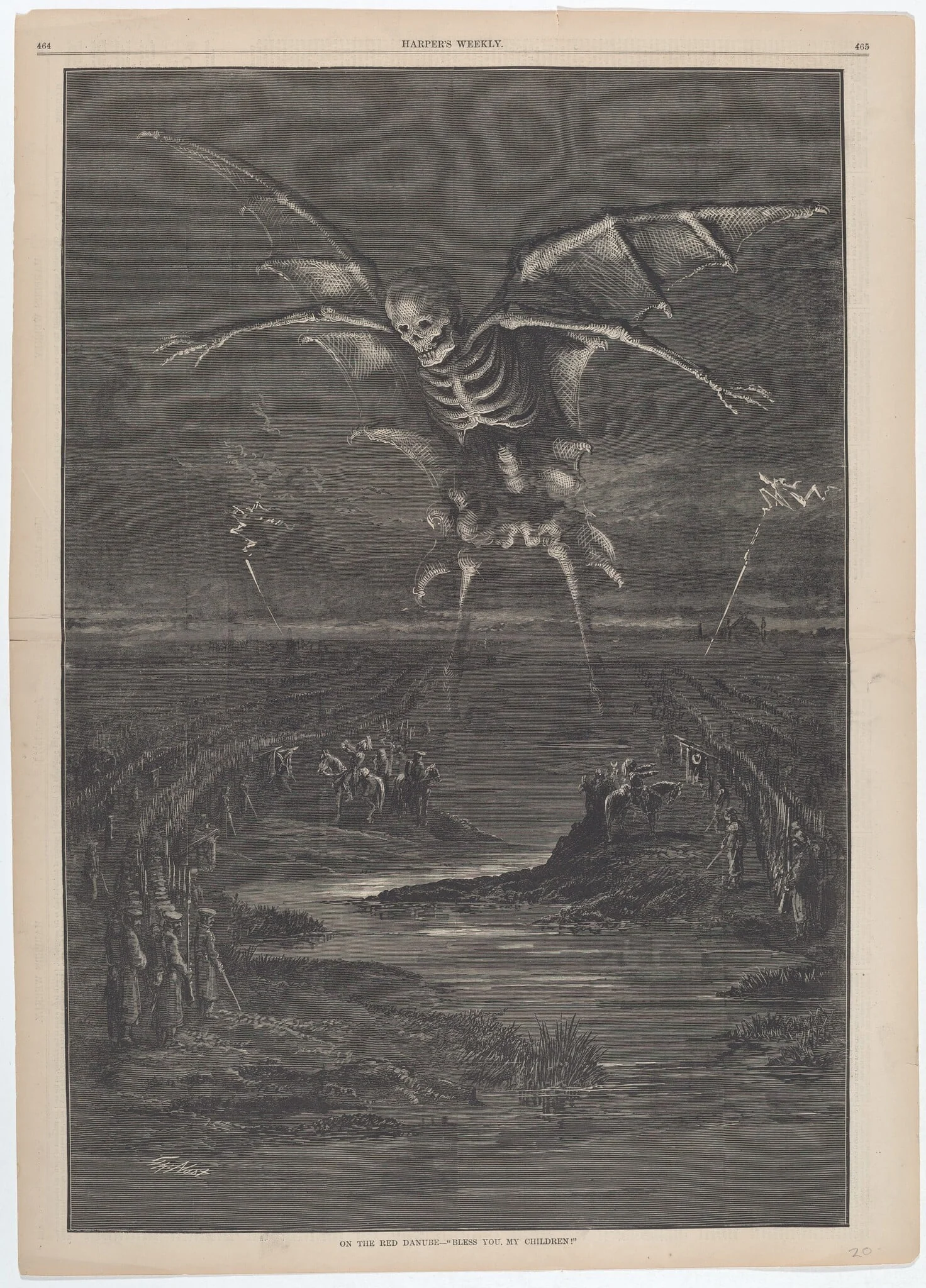 On the Red Danube - "Bless You, My Children!", by Thomas Nast, ink, 1877