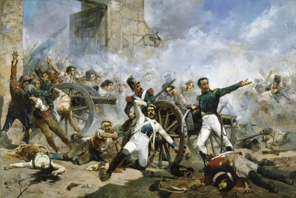The death of Pedro Velarde y Santillán during the defence of the Monteleon Artillery Barracks.