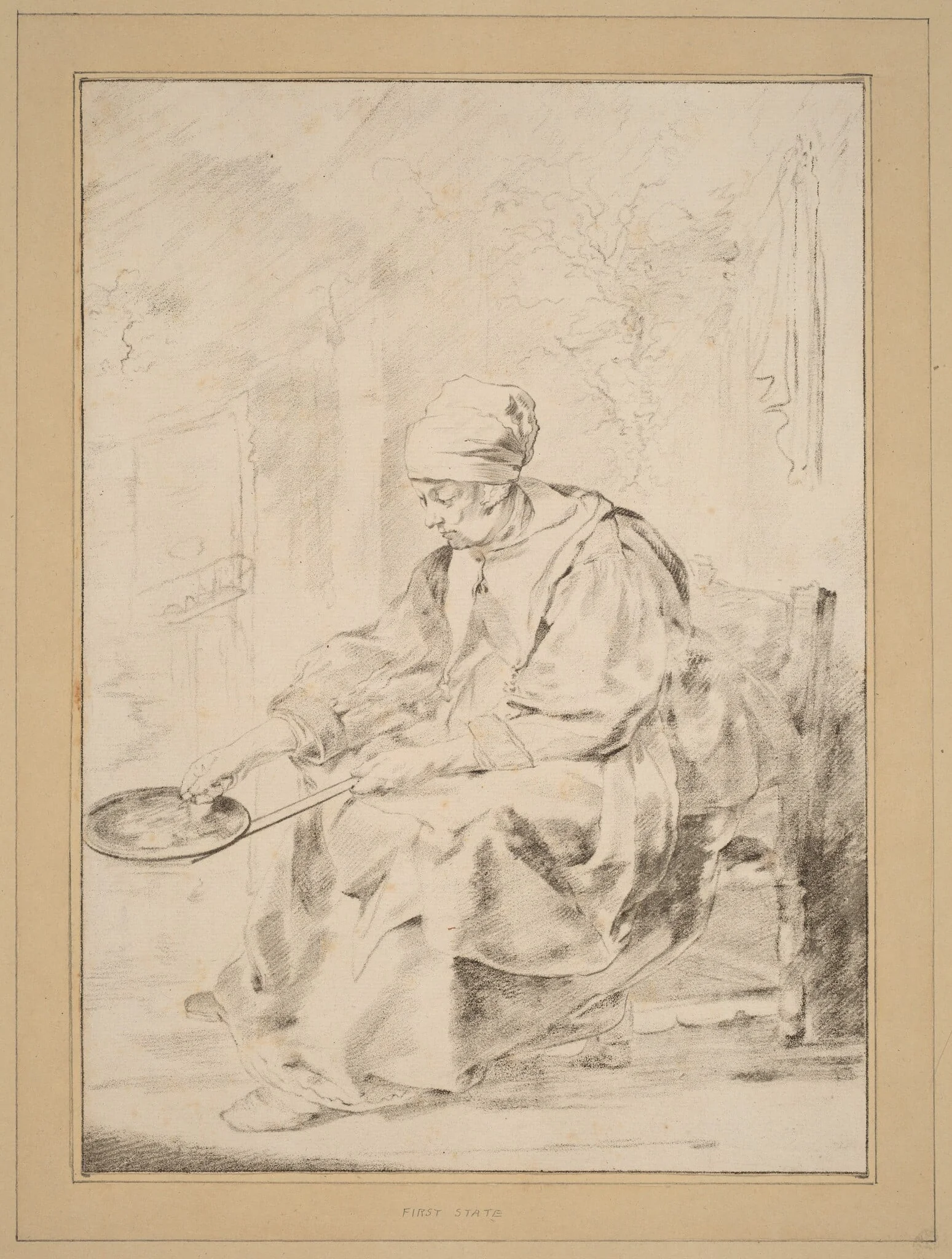 Pancake Woman, by Jacobus Buys, chalk, 1768