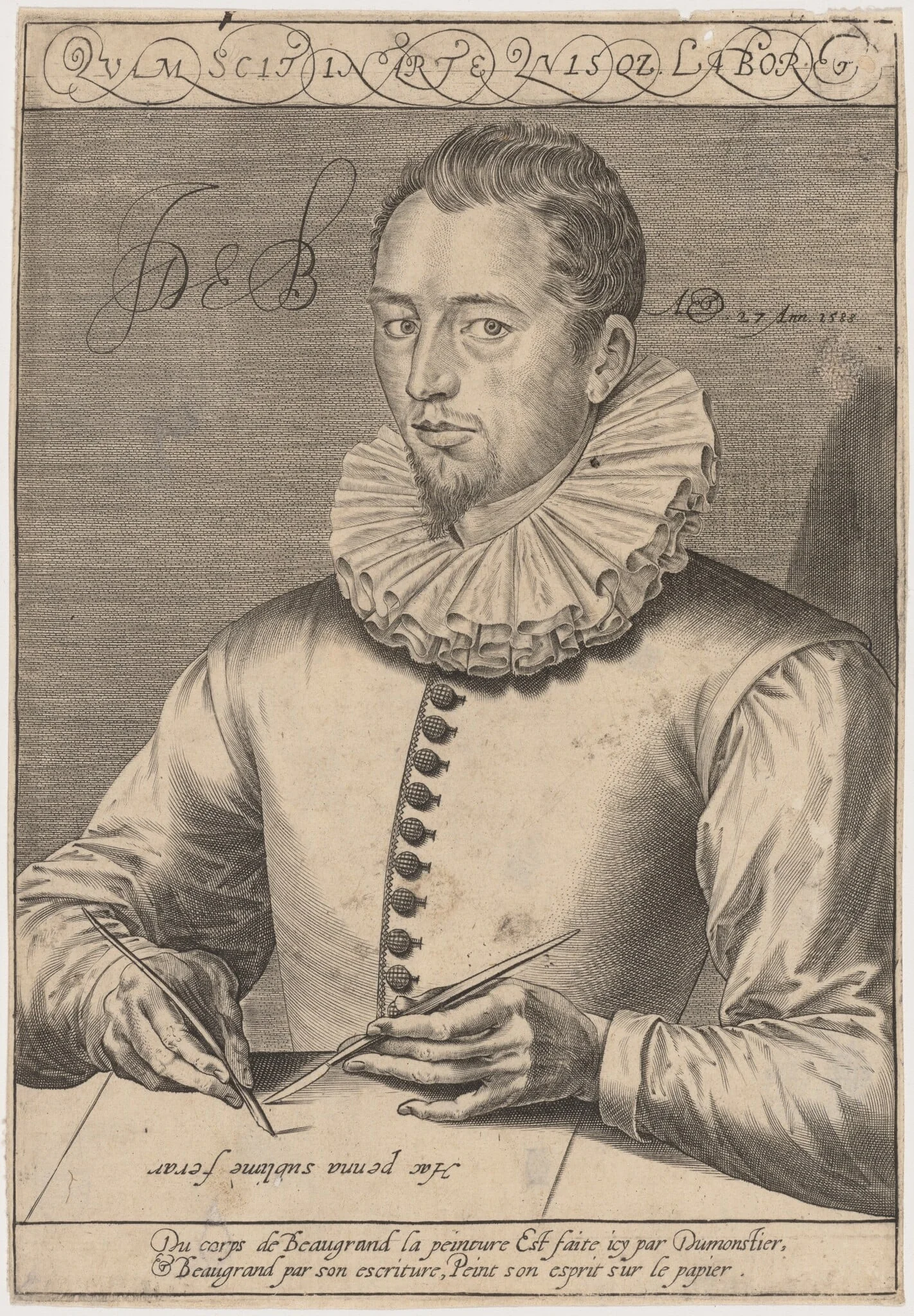 Jean de Beaugrand, by Thomas de Leu, ink, 1588