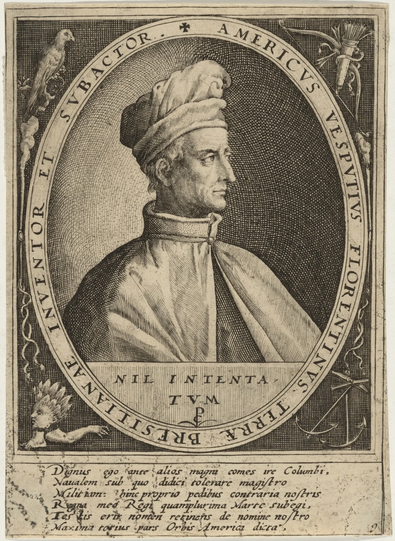 Amerigo Vespucci, by Crispijn van de Passe I, ink, 1598