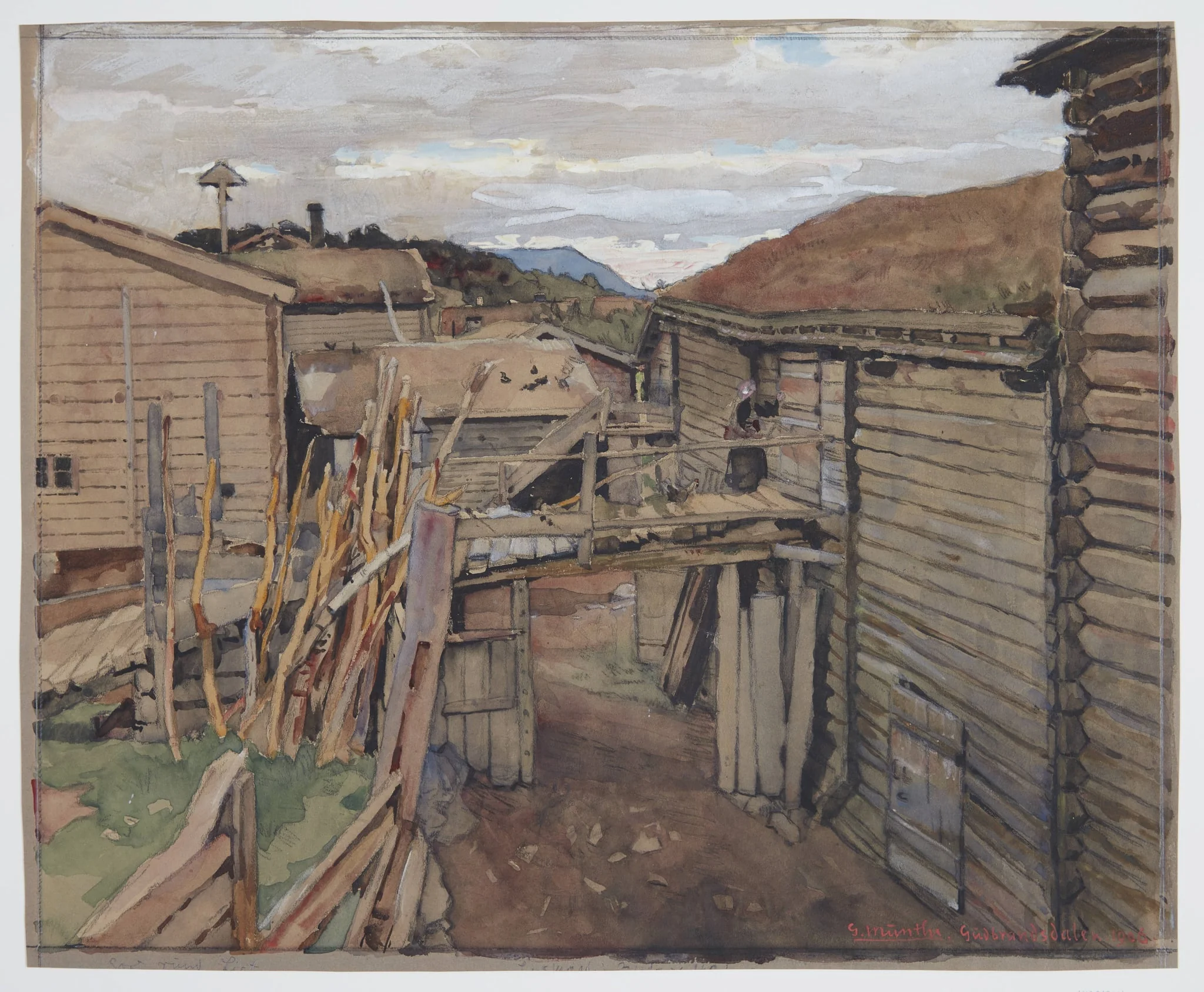 Gudbrand's Valley, Old Houses, by Unknown, unspecified, 1906