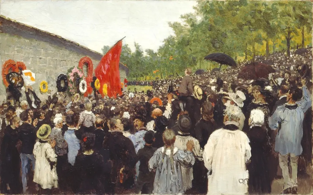 The Annual Memorial Meeting Near the Wall of the Communards in the Cemetery of Père-Lachaise in Paris