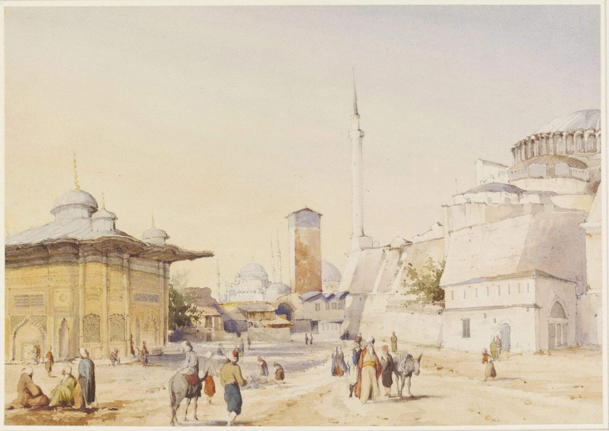 Fountain & part of Mosque of St. Sophia, Stamboul