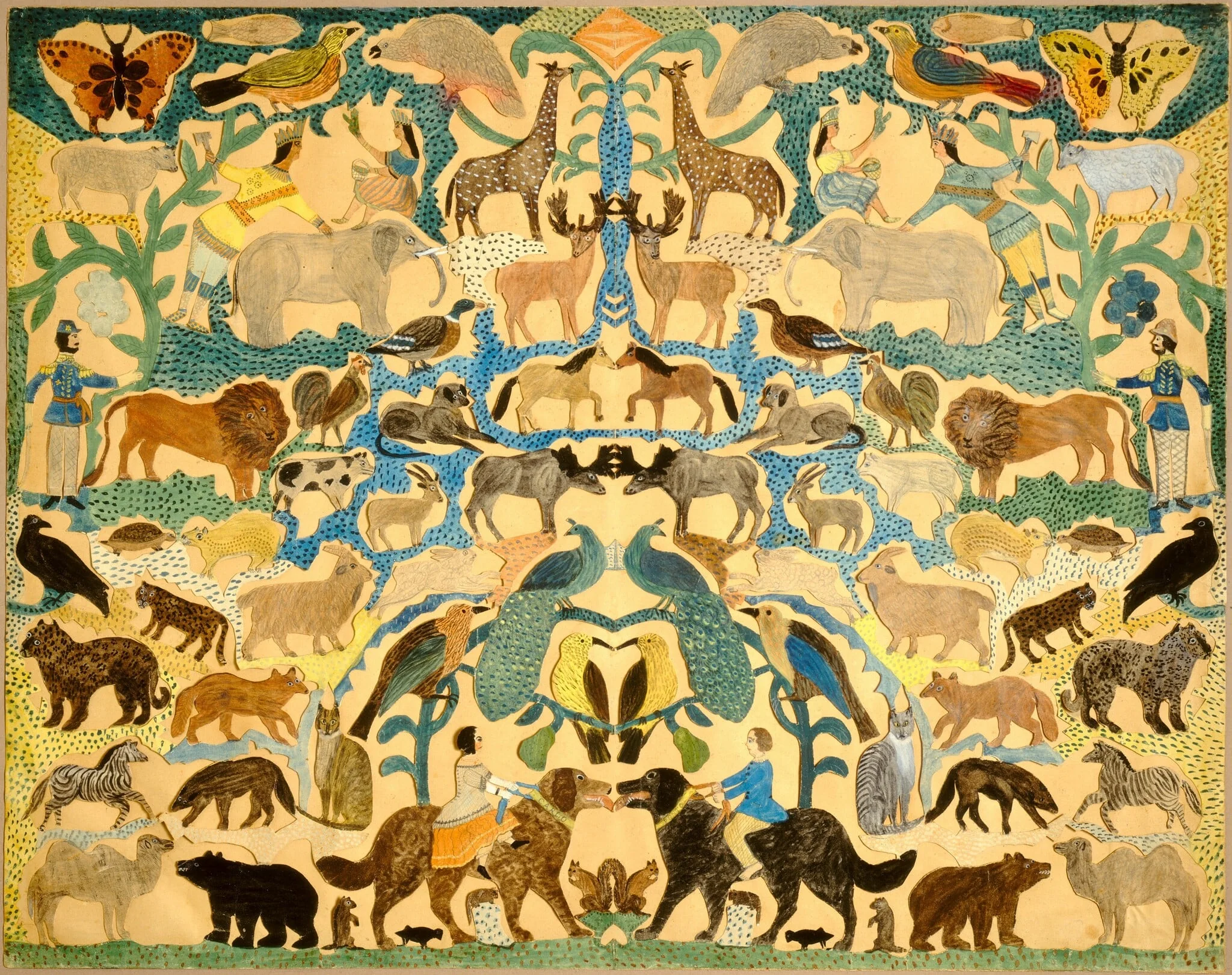 Cutout of Animals, by American 19th Century, watercolor, 1801