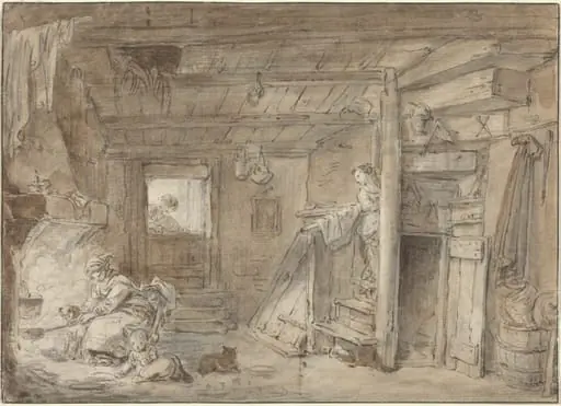 Interior of a Farmhouse with Figures