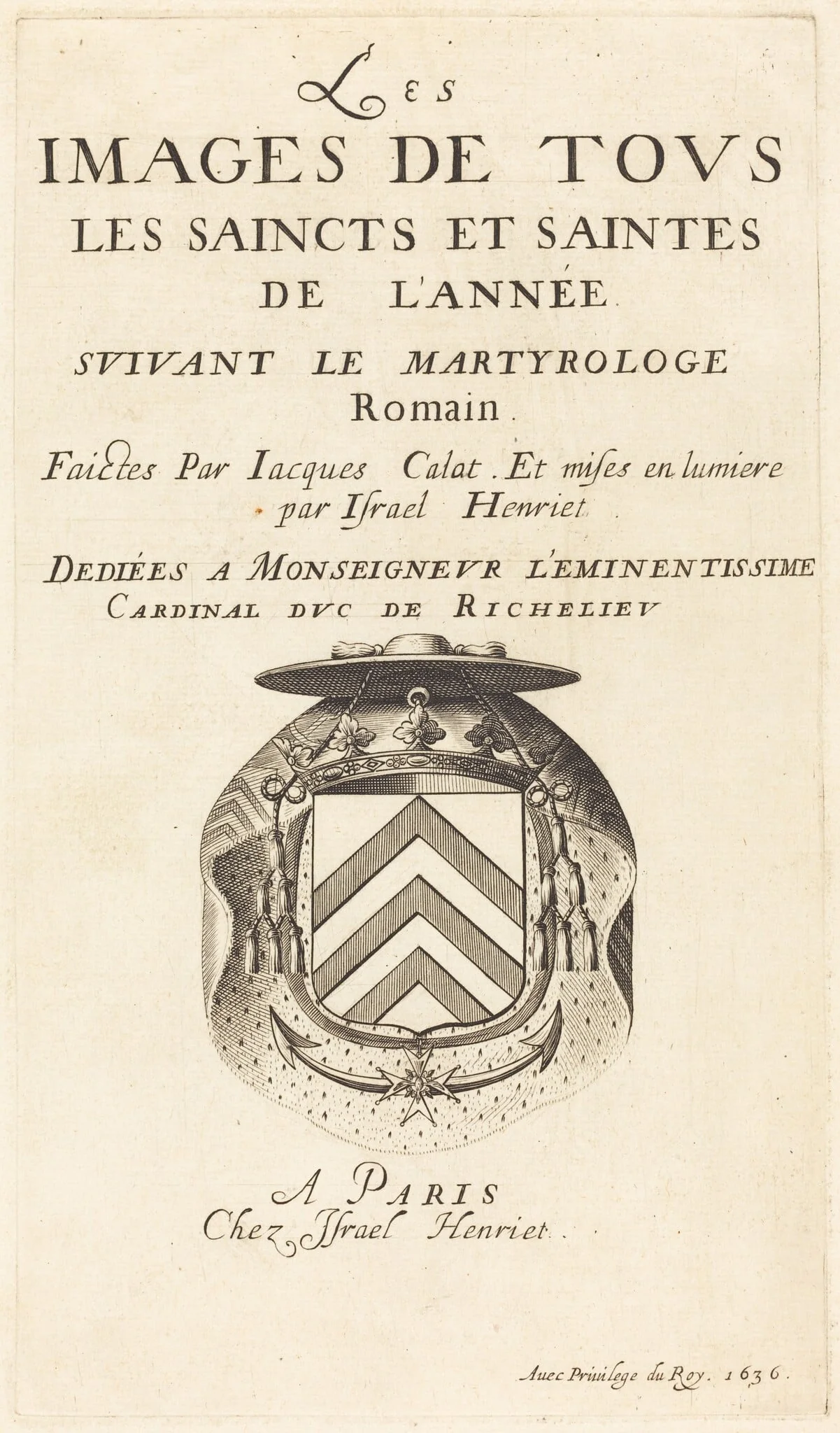 Title Page for Callot's "The Calendar of Saints", by Abraham Bosse, ink, 1636