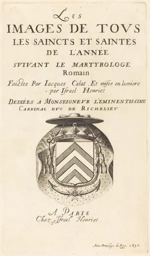 Title Page for Callot's "The Calendar of Saints"