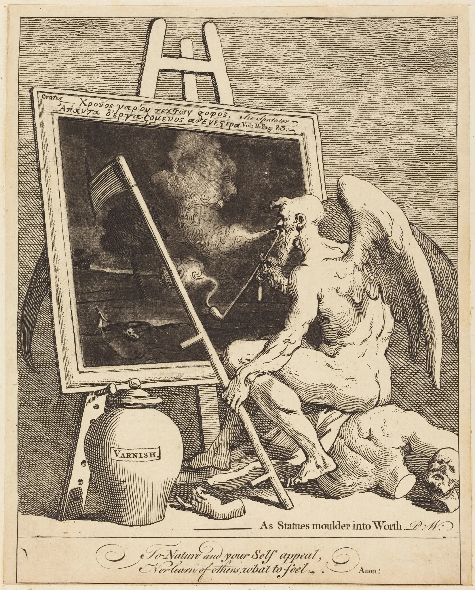 Time Smoking a Picture, by William Hogarth, ink, 1761