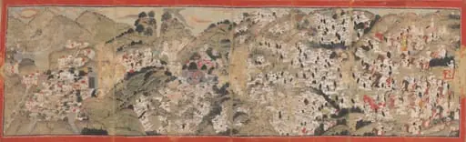 Raja Sansar Chand attacking Kangra Fort
