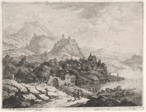 A Wide Riverscape with a View of Heidelberg Castle