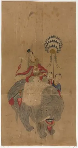 Samantabhadra on an Elephant with Two Attendants
