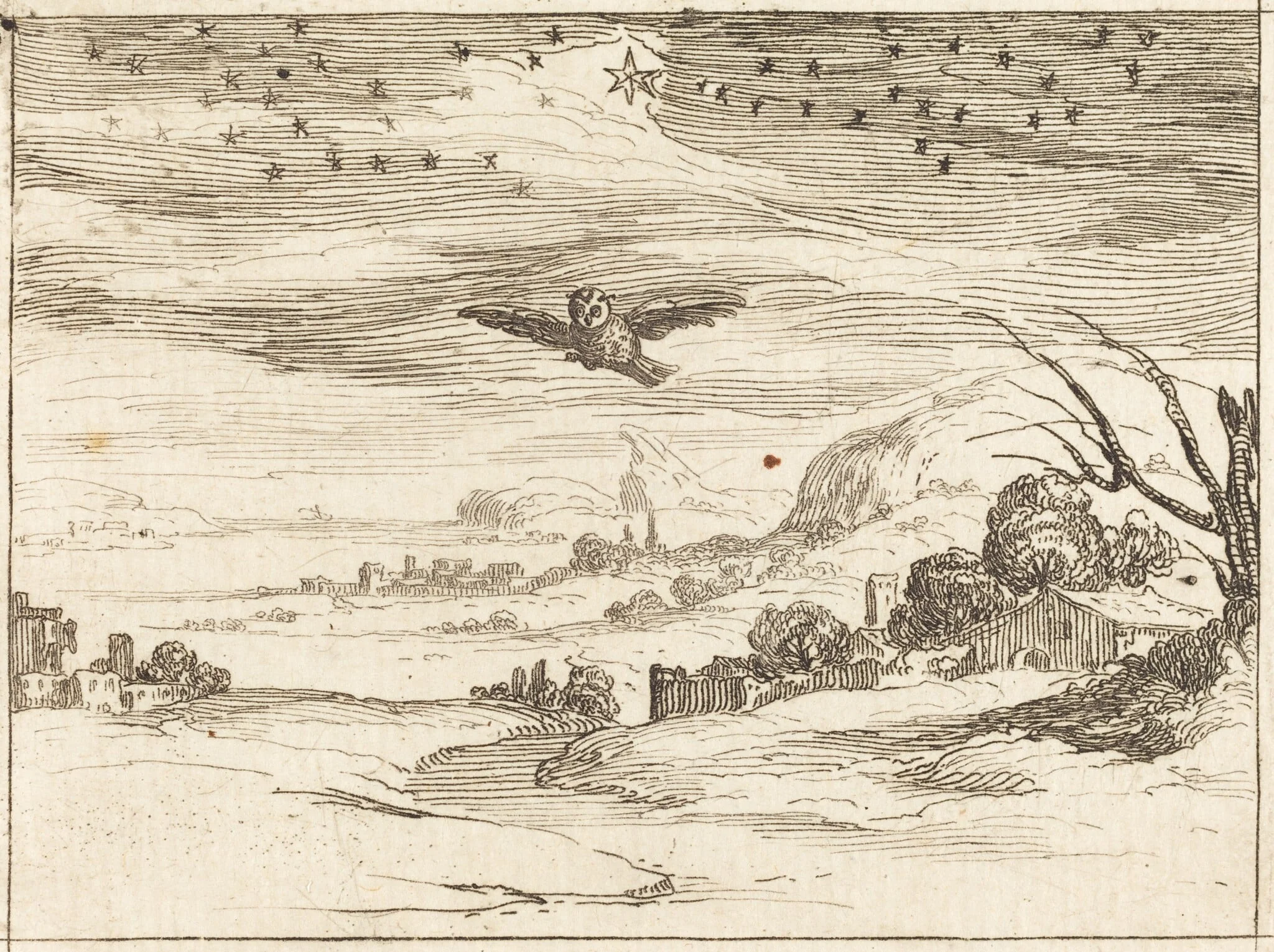 Dawn, by Jacques Callot, ink, 1628
