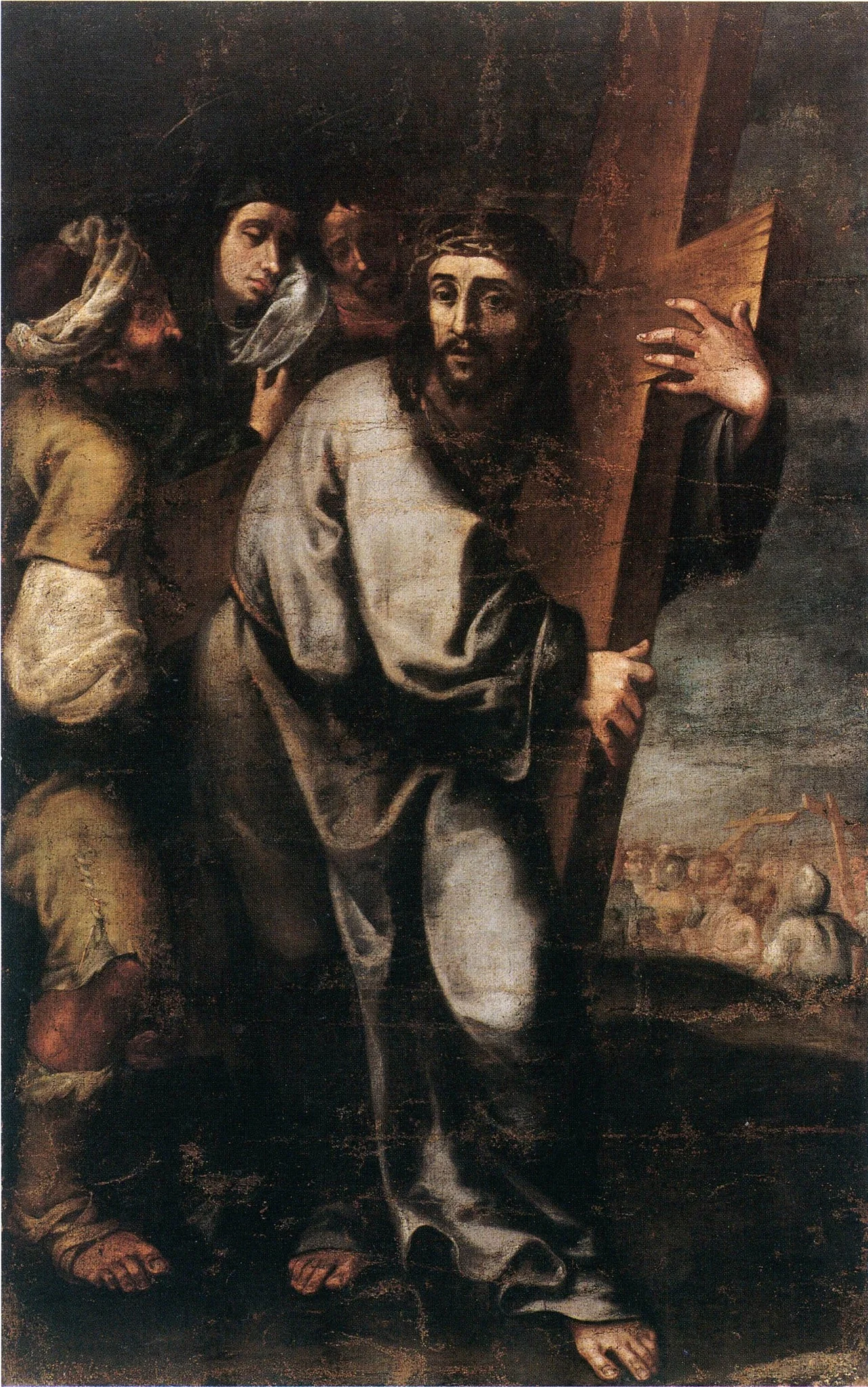 Jesus carrying the cross, by Unknown, oil