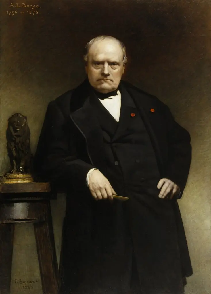 Portrait of Barye with a Wax Model of "Seated Lion"
