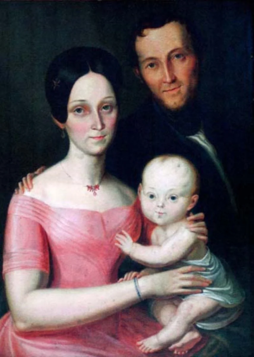 Familie cu copil, by Unknown, unspecified, 1850