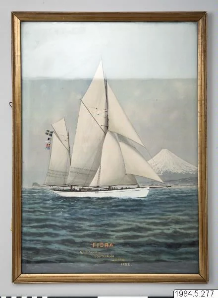 painting, drawing board,, by H. Shimidzu, paint, 1922