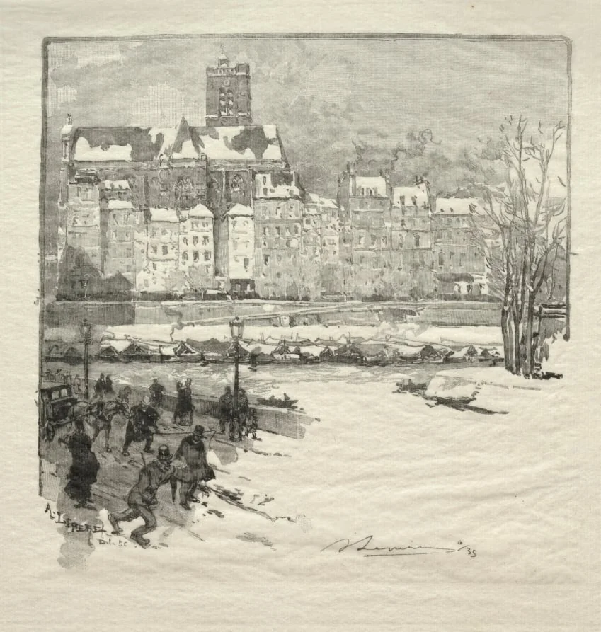Quai de l'Hôtel de Ville, by Auguste Lepère, 1886