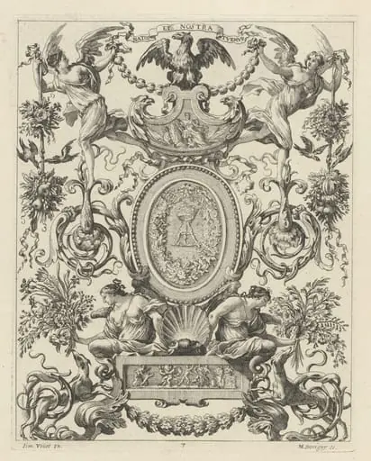 Ornamental Panel Surmounted by an Eagle and the Motto NATOS ET NOSTRA TUEMUR