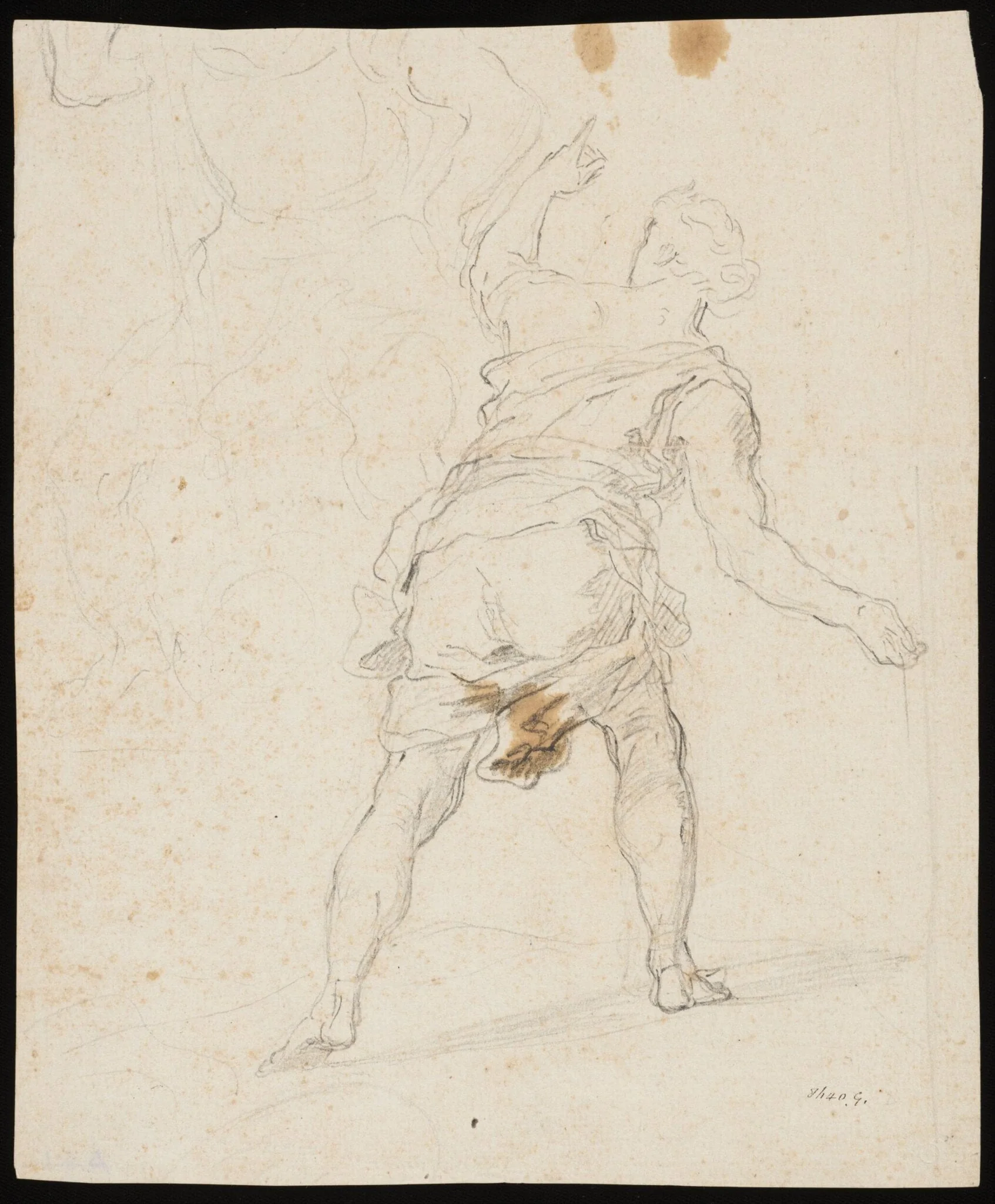 Figure in motion, back view, by Unknown, 1850