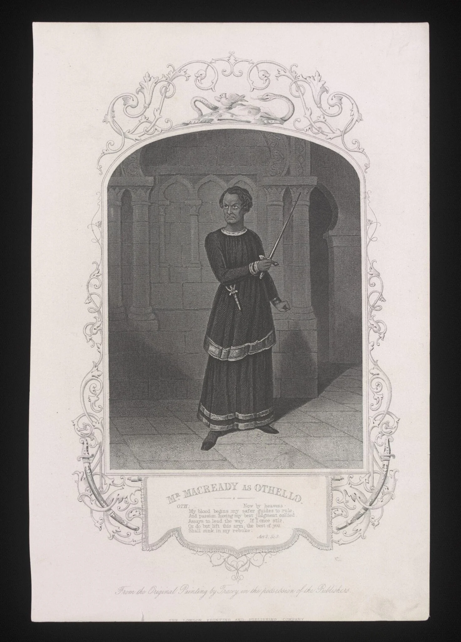 Mr Macready as Othello, by H. Tracey, 1850