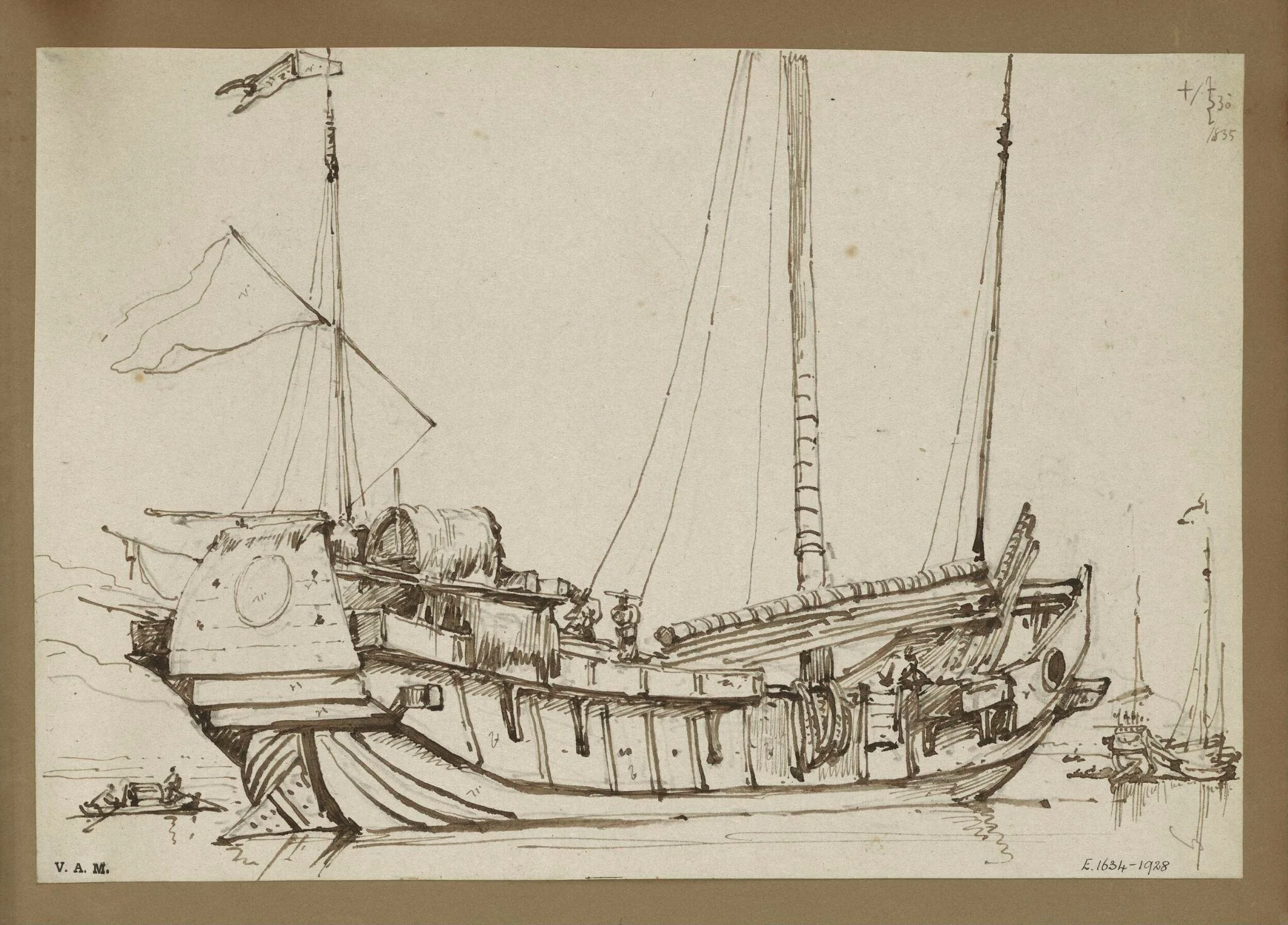 A Chinese junk, Macau, by George Chinnery, 20