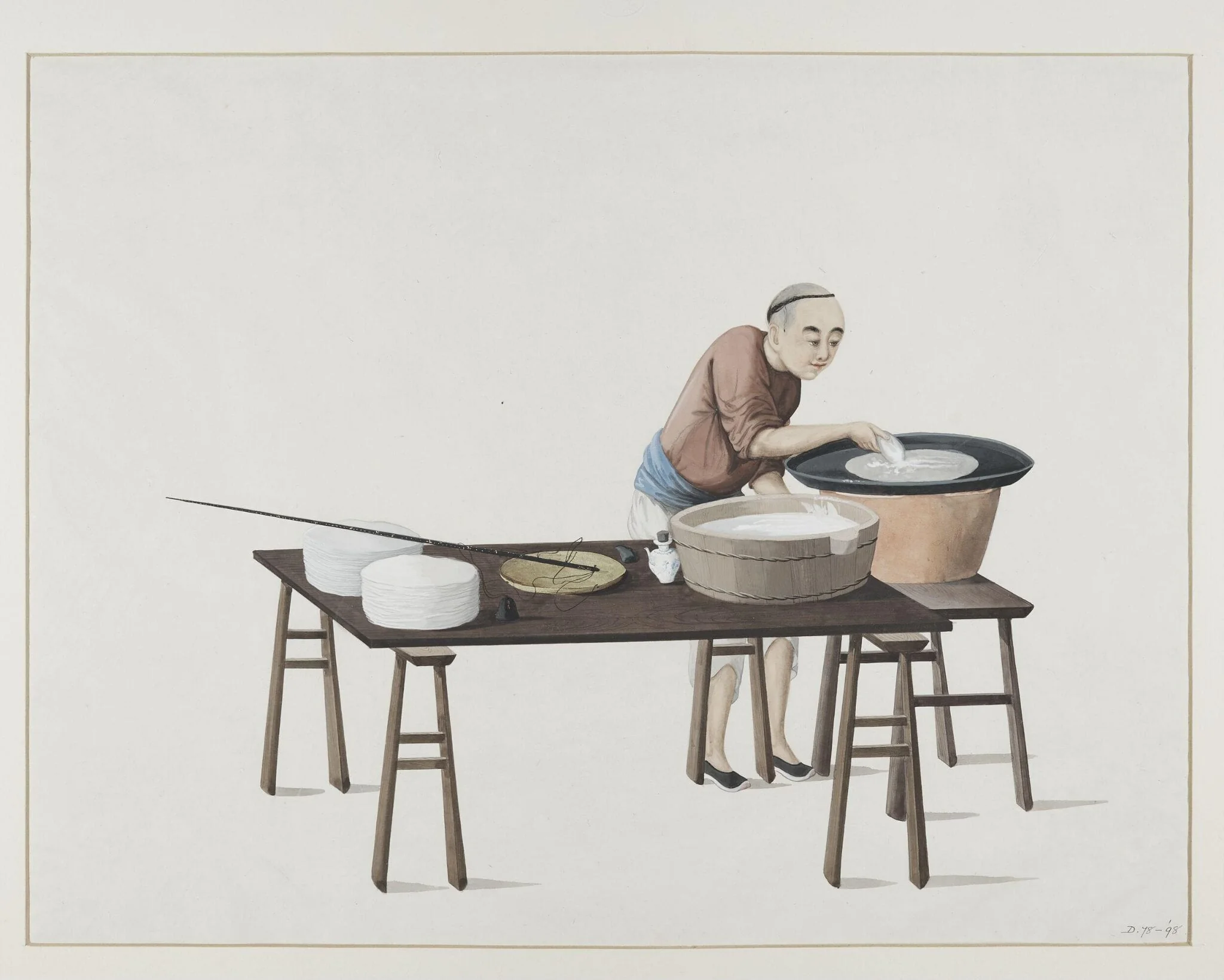 A Pancake Seller, by Puqua, paint, 1790