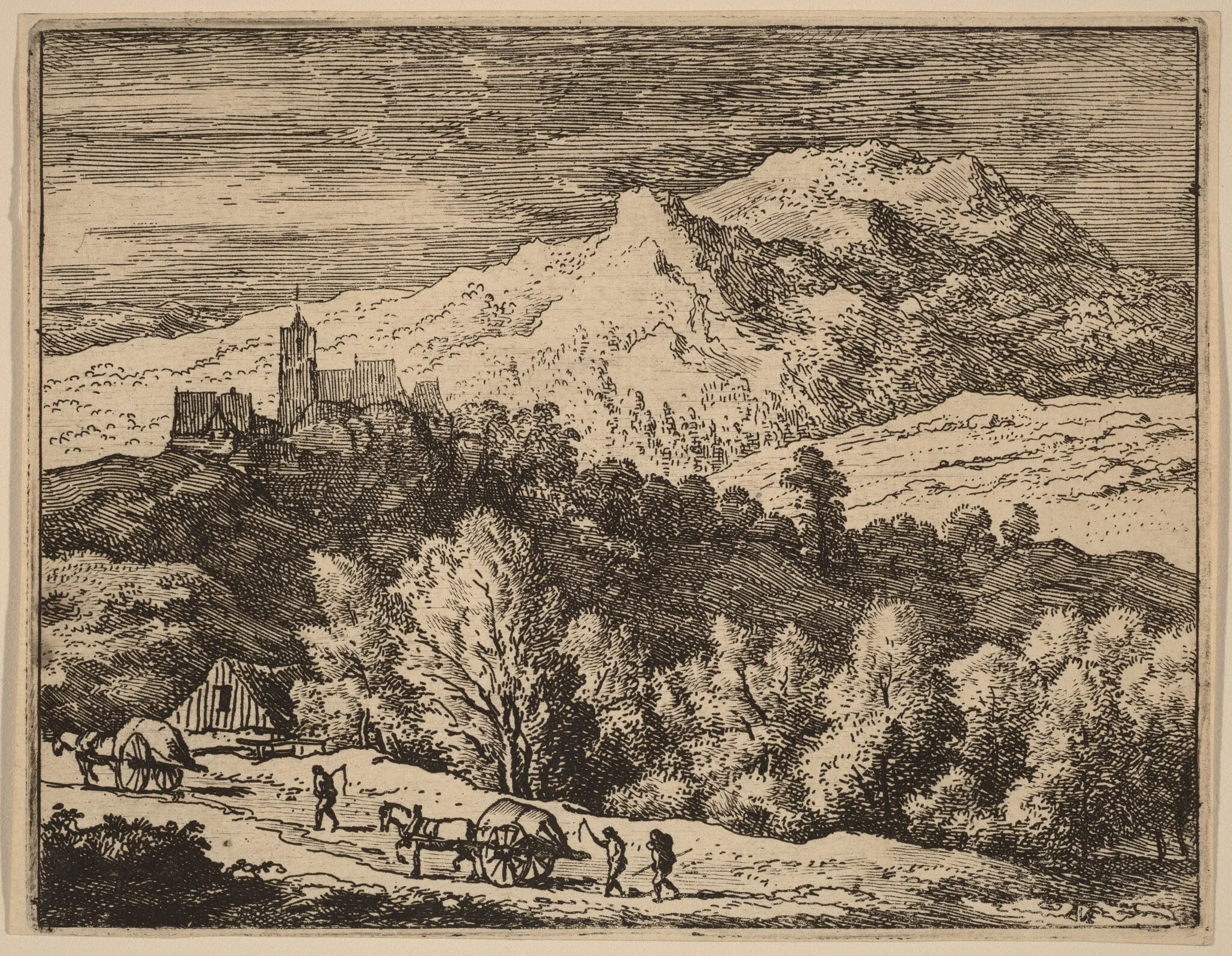 Two Carts, by Allart van Everdingen, ink, 1650