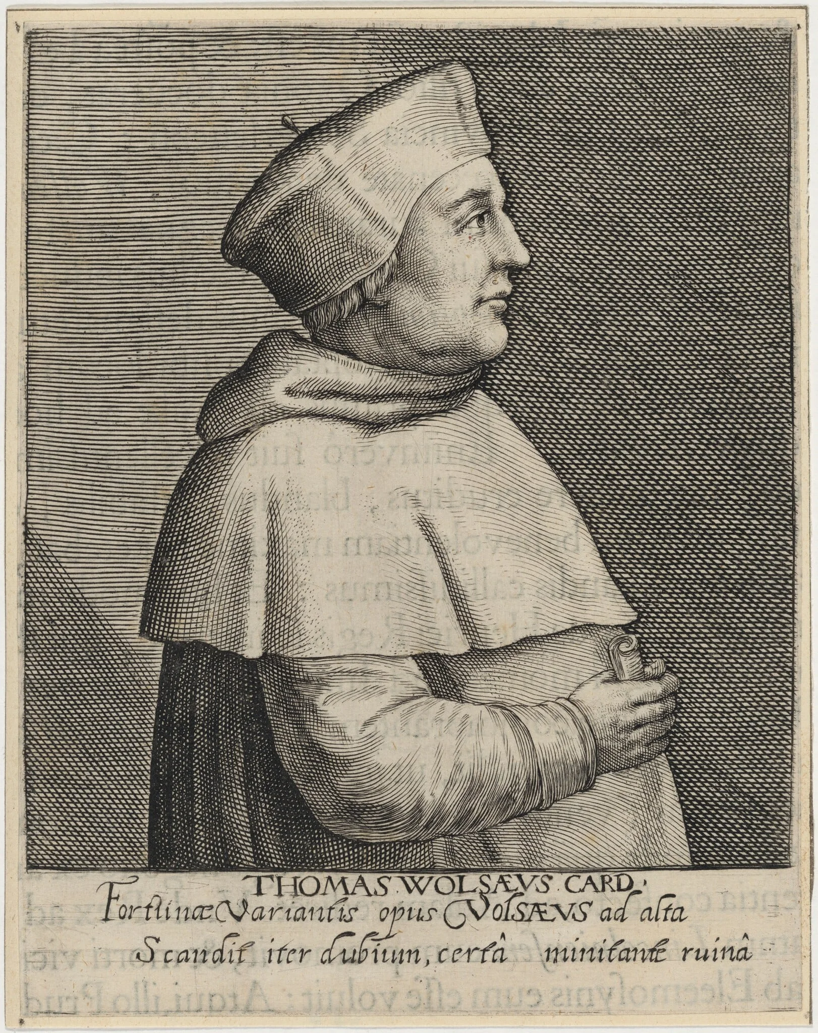 Thomas Wolsey, Cardinal, by Willem de Passe, ink, 1620