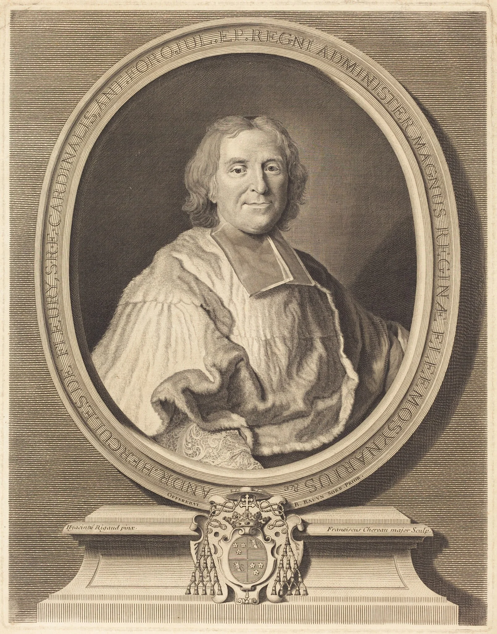 Cardinal Fleury, by François Chereau I, ink, 1704