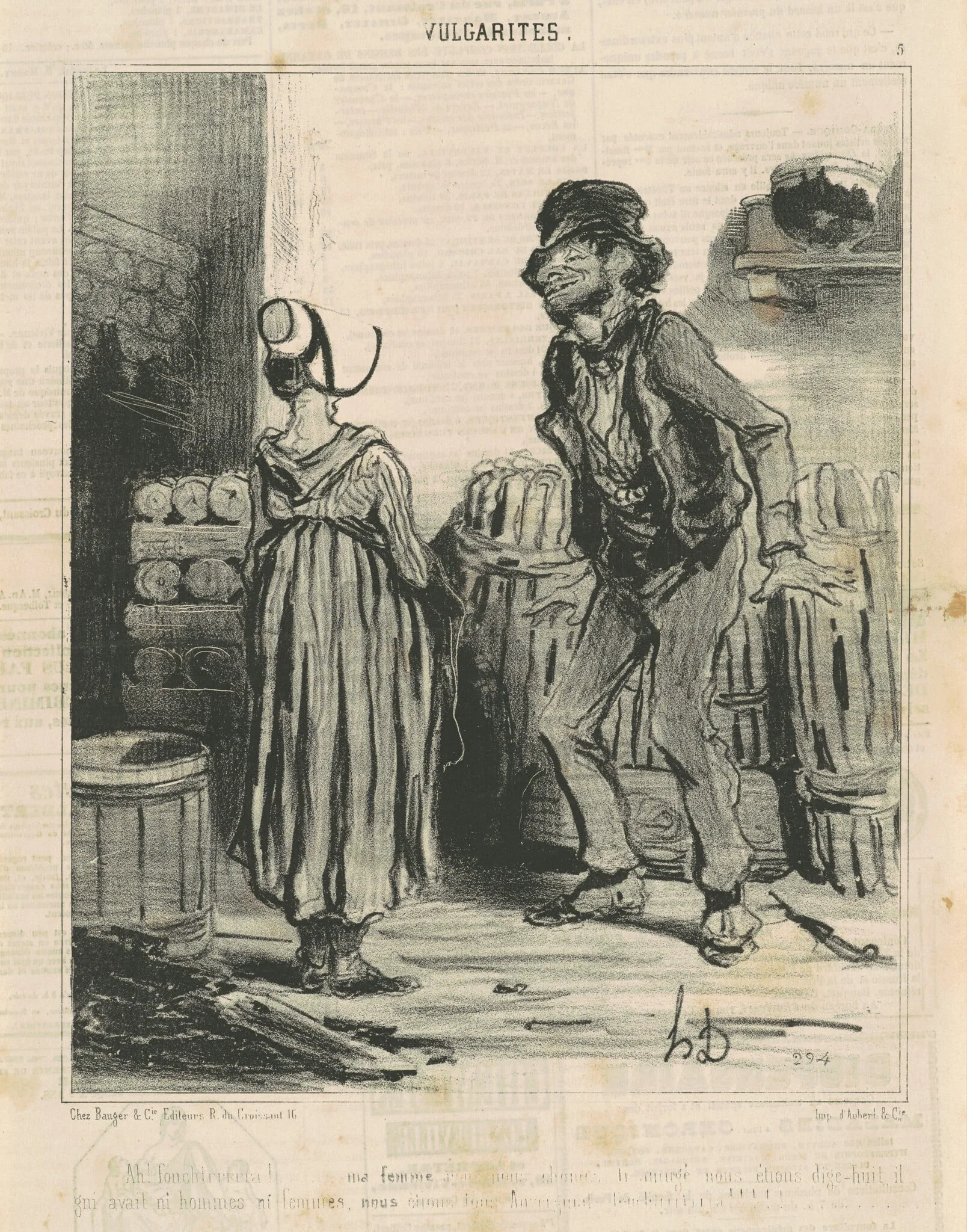 Ah! Fouchtrra! ... Ma femme ..., by Honoré Daumier, ink, 1841