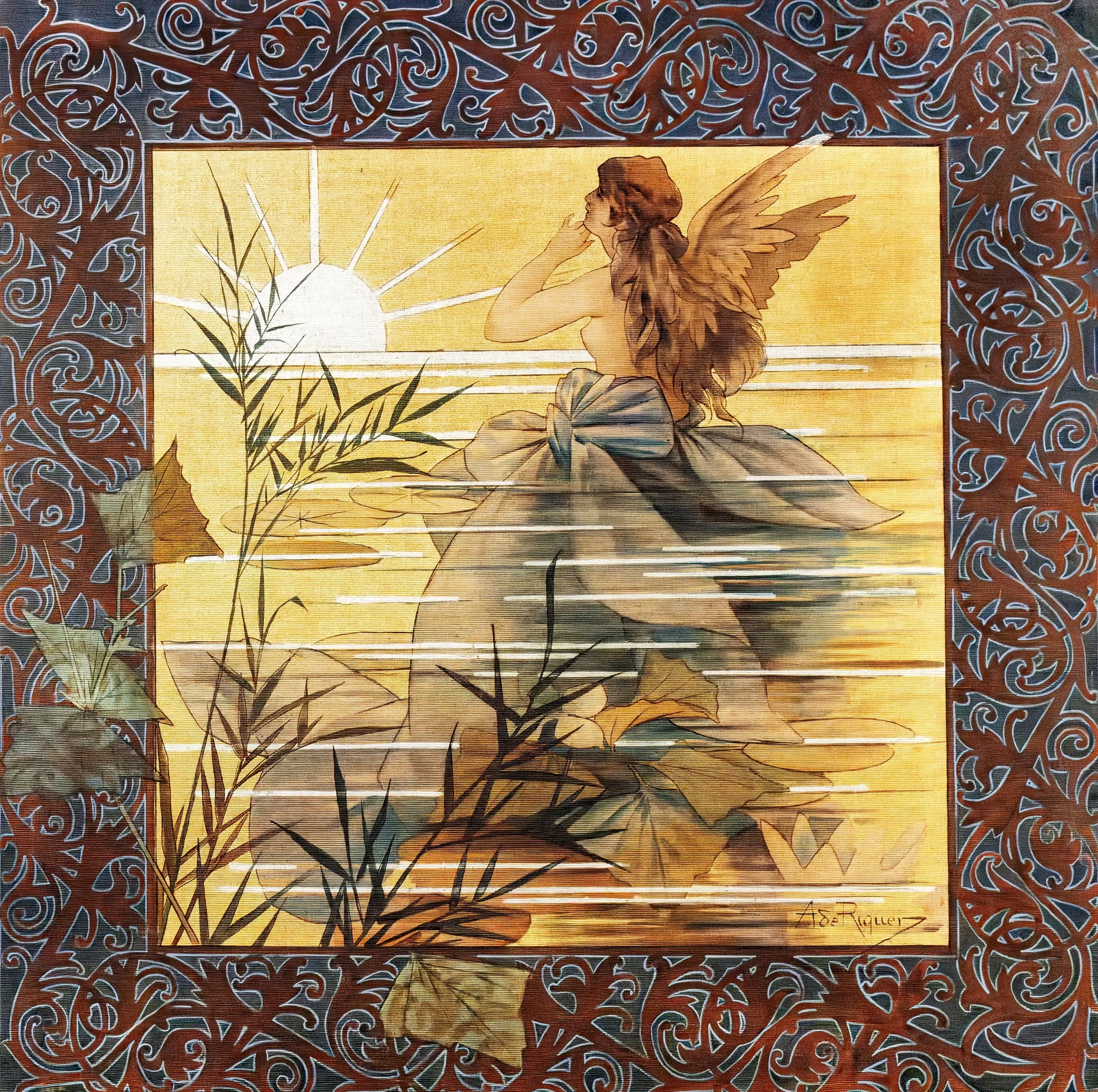 Composition with winged nymph at sunrise, by Alexandre de Riquer, unspecified, 1894