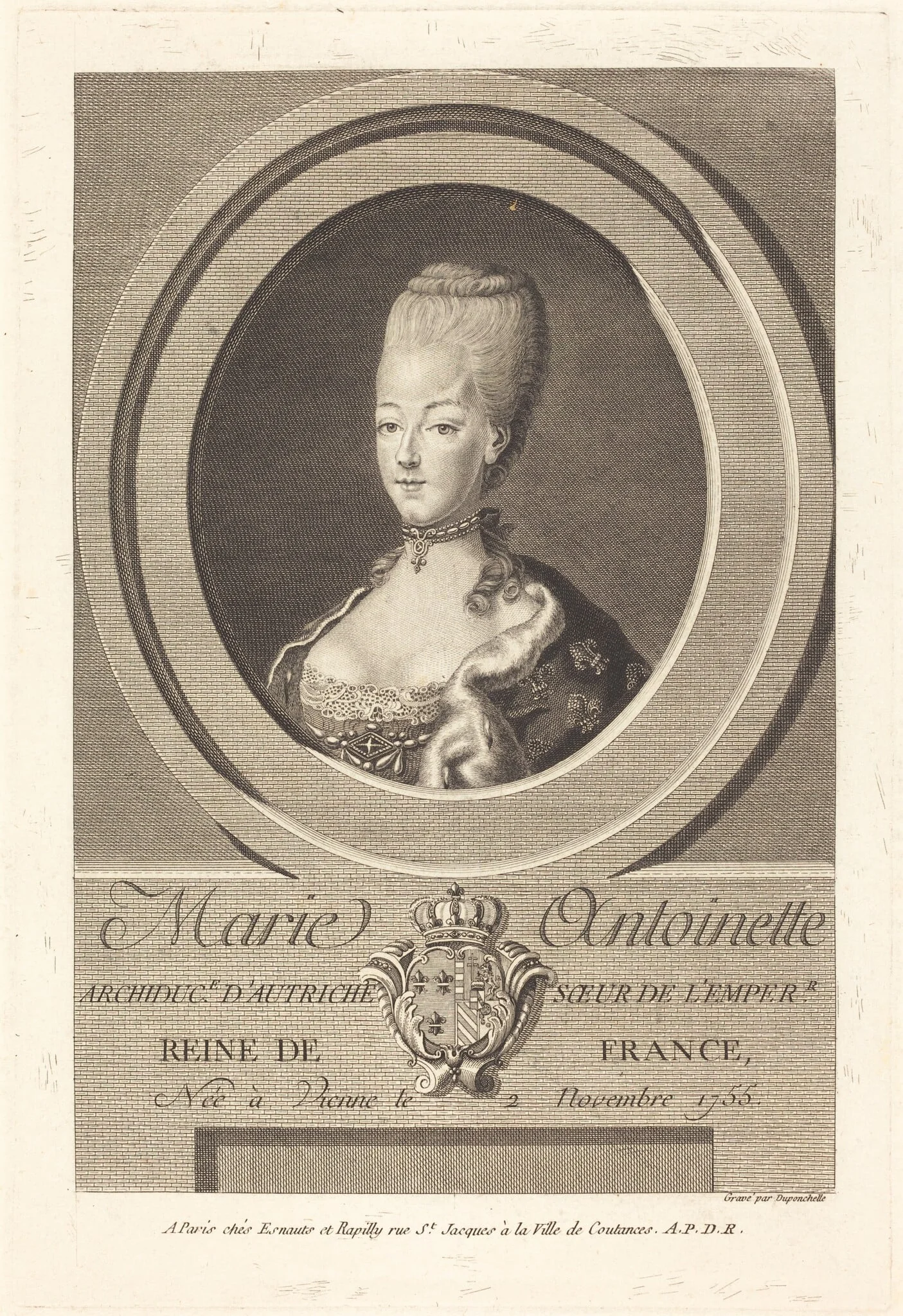 Marie-Antoinette, by Charles-Eugene Duponchel, ink, 1774
