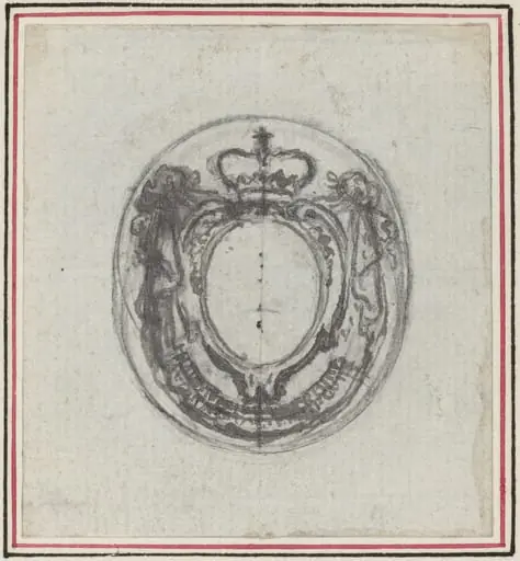 Armorial Cartouche with Crown and Swags