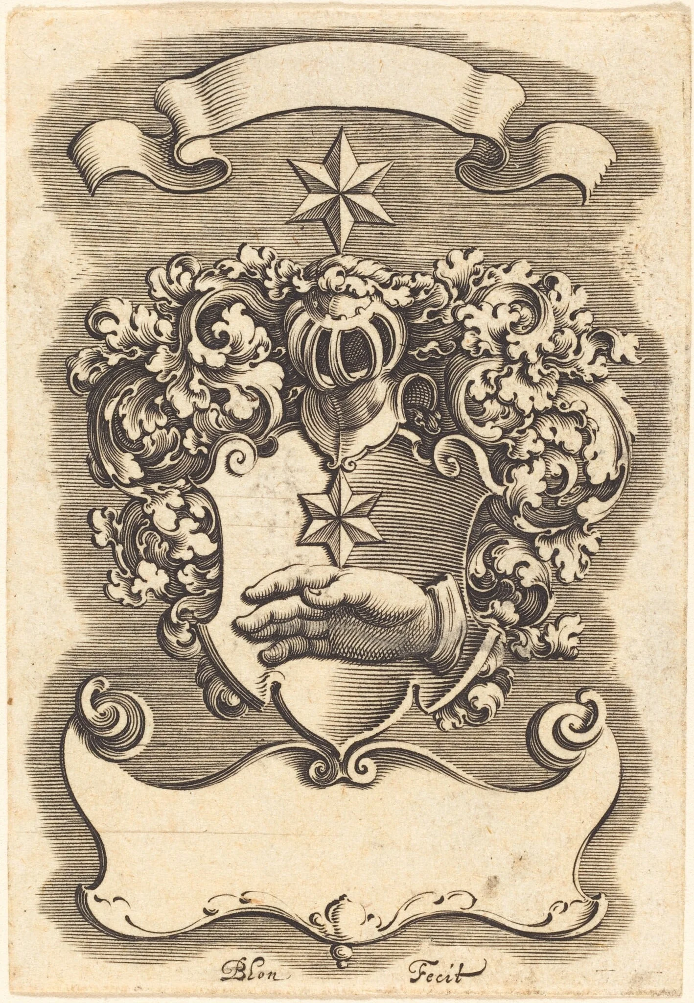 Crest, by Michel Le Blon, ink, 1622