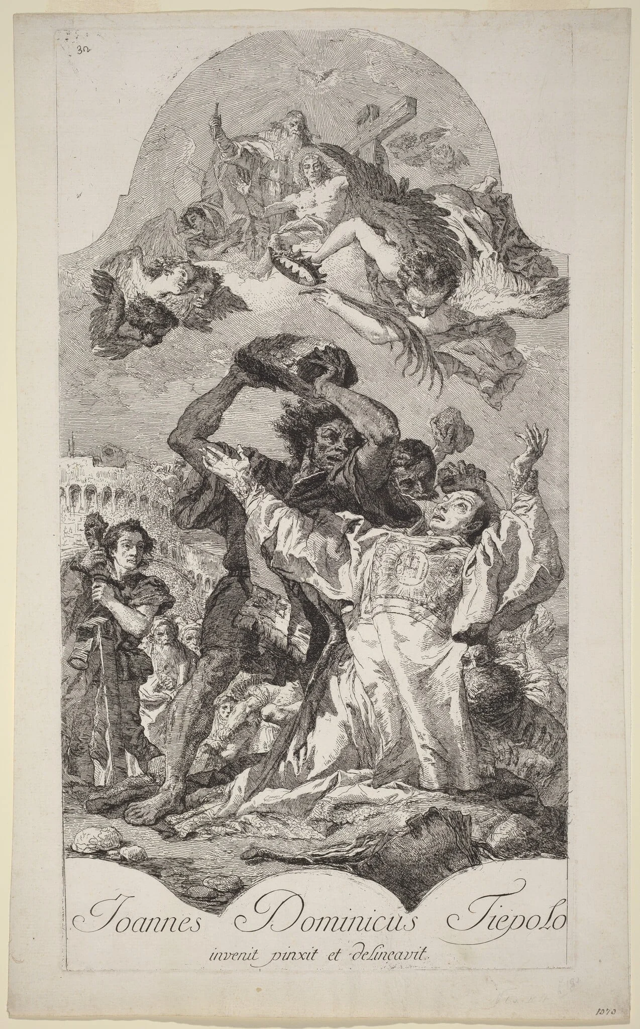 The Stoning of Saint Stephen, by Giovanni Domenico Tiepolo, ink, 1766