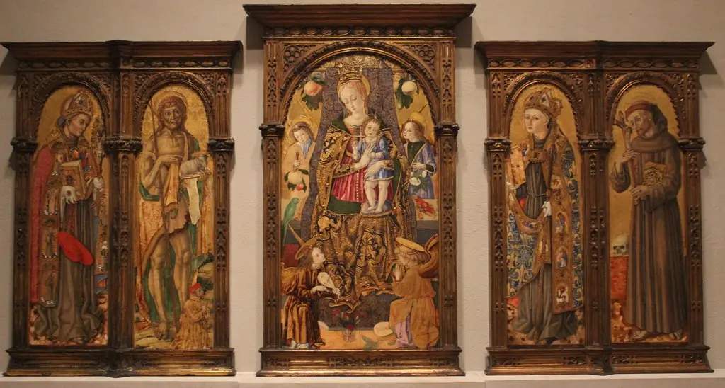 Enthroned Virgin and Child, with Angels and Saints Bonaventure, John the Baptist, Louis of Toulouse, and Francis of Assisi