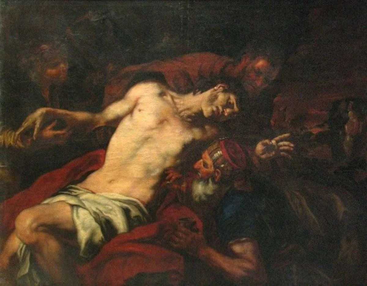 Samariteanul milostiv ; pandant: Vindecarea orbului și pandant: Întoarcerea fiului risipitor, by Johann Michael von Rosenbrunn Rottmayr-Rosenbrunn, unspecified