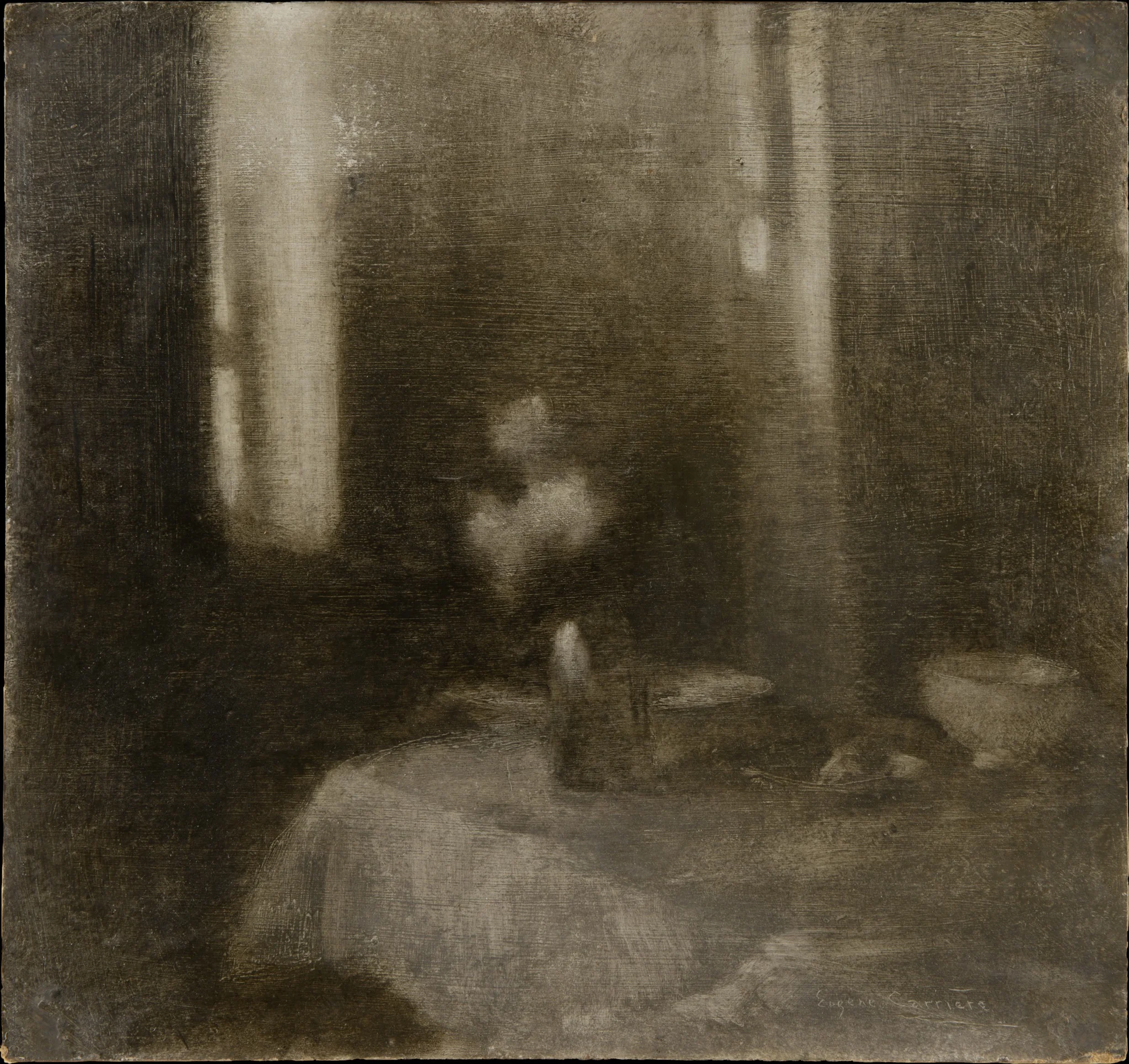 Interior with a Vase, by Eugène Carrière, oil, 1898